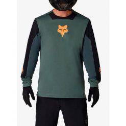 Bluza rowerowa męska Fox Defend LS Jersey Creation. Zielone bluzy FOX, m, bez wzorów, z jersey, bez kaptura. Za 313.49 zł.