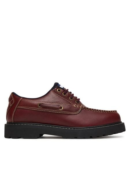 Tommy Jeans Półbuty Archive '01 Boat Shoe Leather EM0EM01651 Brązowy. Brązowe eleganckie półbuty Tommy Jeans, bez wzorów, z jeansu, bez obcasa, bez zapięcia. Za 365.99 zł.