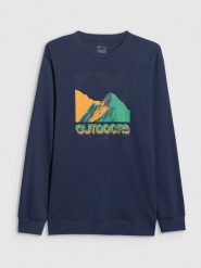 4F Longlseeve z nadrukiem męski - granatowy L. Niebieskie bluzki z długim rękawem 4F, l, bez wzorów, z bawełny, bez kołnierzyka, bez ramiączek. Za 149.99 zł.