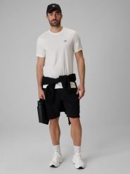 4F Spodenki dresowe cargo męskie - czarne L. Czarne krótkie spodenki sportowe 4F, l, bez wzorów, z dresówki. Za 159.99 zł.