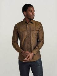 G-Star Koszula - Slim fit - w kolorze jasnobrązowym rozmiar: XXL. Brązowe koszule G-Star, xxl, bez wzorów, z bawełny, bez kołnierzyka, bez ramiączek. Za 137.10 zł.