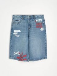 Szorty jeansowe baggy - niebieski. Niebieskie krótkie spodenki sportowe Sinsay, l, bez wzorów, z jeansu. Za 69.99 zł.