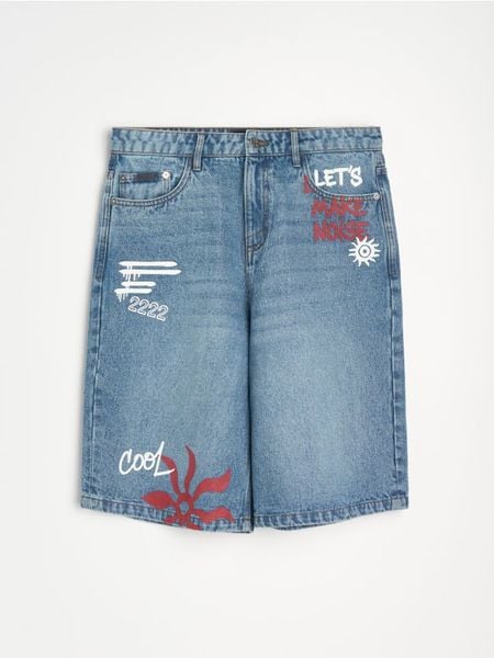 Szorty jeansowe baggy - niebieski. Niebieskie krótkie spodenki sportowe Sinsay, l, bez wzorów, z jeansu. Za 69.99 zł.