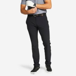 Spodnie do golfa chino męskie Inesis WW500. Czarne eleganckie spodnie INESIS, na imprezę, l, z elastanu, sportowe. Za 119.99 zł.