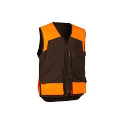 Kamizelka myśliwska RENFORT 500 fluo-brązowa. Brązowe kamizelki sportowe SOLOGNAC, xl, bez wzorów, z bawełny, bez kaptura. Za 249.99 zł.