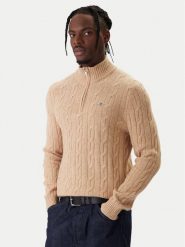 Gant Sweter 8050260 Beżowy Regular Fit. Brązowe swetry rozpinane GANT, m, bez wzorów, z wełny, bez kołnierzyka, bez ramiączek. Za 639.99 zł.
