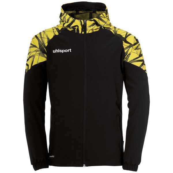 Tkana bluza z kapturem Uhlsport Goal 25 Evo. Czarne bluzy z kapturem Uhlsport, xl, bez wzorów, z elastanu, z kapturem. Za 272.55 zł.