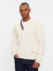 Tommy Hilfiger Kardigan Global Stripe Cardi MW0MW33521 Écru Regular Fit. Swetry rozpinane Tommy Hilfiger, m, bez wzorów, z bawełny, bez kołnierzyka, bez ramiączek. Za 499.99 zł.