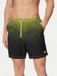 Guess Szorty kąpielowe F6GT19 WN172 Zielony ciemny Regular Fit. Zielone kąpielówki Guess, m, z aplikacjami, z poliamidu. Za 299.99 zł.