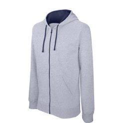 Bluza z kapturem na zamek Kariban Contrastée. Szare bluzy z kapturem KARIBAN, s, bez wzorów, z bawełny, z kapturem. Za 229.00 zł.