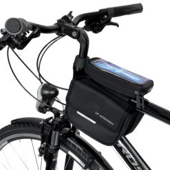 Torba rowerowa, wodoodporne etui na telefon 1,5L czarna. Czarne torby na ramię Wozinsky, bez wzorów, z materiału, na ramię, bez dodatków. Za 99.60 zł.