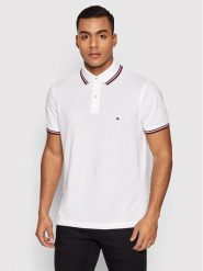 Tommy Hilfiger Polo Tipped MW0MW13080 Biały Slim Fit. Białe koszulki polo Tommy Hilfiger, m, bez wzorów, z bawełny, bez kołnierzyka, bez ramiączek. Za 249.99 zł.