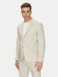 Calvin Klein Marynarka K10K114388 Beżowy Slim Fit. Brązowe garnitury CALVIN KLEIN, m, bez wzorów, ze lnu. Za 749.99 zł.