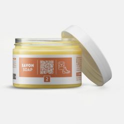 Mydło glicerynowe do butów i sprzętu ze skóry - 150 ml. Buty trekkingowe Decathlon, bez wzorów, ze skóry, bez zapięcia. Za 19.99 zł.