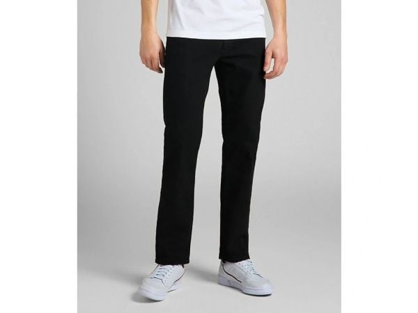 MESKIE SPODNIE LEE REGULAR STRAIGHT BLACK OVERDYE 112140861. Czarne jeansy Lee, l. Za 219.99 zł.
