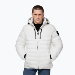 Kurtka zimowa męska Pitbull Crestline Padded Hooded. Białe kurtki PITBULL, na zimę, l, bez wzorów, z nylonu, bez kaptura. Za 489.99 zł.