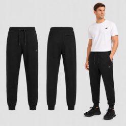 SPODNIE MĘSKIE DRESOWE 4F SPORTOWE DRESY JOGGERY CZARNE. Czarne joggery i bojówki 4F, m, bez wzorów, z bawełny, sportowe. Za 159.99 zł.