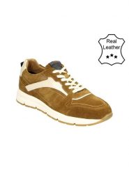 Bullboxer Skórzane sneakersy w kolorze jasnobrązowym rozmiar: 43. Brązowe buty sportowe casual Bullboxer, bez wzorów, bez zapięcia. Za 202.03 zł.
