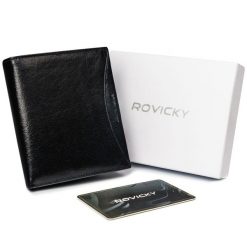 Portfel męski czarny Rovicky 1552-03-BOR-1355 BLA. Czarne portfele ROVICKY, bez wzorów, ze skóry. Za 74.00 zł.