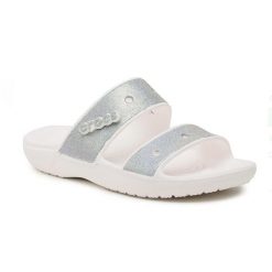 Klapki Dla Dorosłych Crocs Classic Glitter Sandal. Szare klapki Crocs, z materiału. Za 99.99 zł.