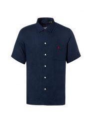 Polo Ralph Lauren koszula lniana z krótkim rękawem Mężczyźni Regular Fit len niebieski, S. Niebieskie koszule Polo Ralph Lauren, m, bez wzorów, ze lnu, bez kołnierzyka, bez ramiączek. Za 649.95 zł.
