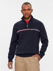Tommy Hilfiger Sweter Global Stripe MW0MW33508 Granatowy Regular Fit. Niebieskie swetry rozpinane Tommy Hilfiger, l, bez wzorów, z bawełny, bez kołnierzyka, bez ramiączek. Za 719.99 zł.