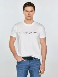 Koszulka męska z nadrukiem biała Oliver 100. Białe t-shirty BIG STAR, l, bez wzorów, z bawełny, bez kołnierzyka, bez ramiączek. Za 99.99 zł.