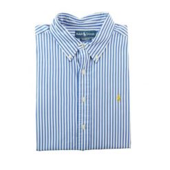 Second life - Klasyczna koszula męska Classic Fit - Jak nowy. Niebieskie koszule RALPH LAUREN, m, bez wzorów, z materiału, bez kołnierzyka, bez ramiączek. Za 207.36 zł.