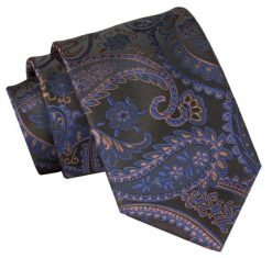 Męski Krawat Angelo di Monti - Odcienie Brązu, Duże Paisley. Krawaty i muchy Angelo di Monti, bez wzorów, z tkaniny. Za 45.00 zł.
