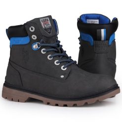 Buty męskie trapery zimowe U.S POLO. Brązowe trapery U.S. Polo Assn., z materiału, bez zapięcia. Za 188.00 zł.