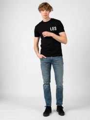 Les Hommes T-shirt | LF224301-0700-9001 | Grafic Print | Mężczyzna | Czarny. Czarne t-shirty Les Hommes, m, bez wzorów, z bawełny, bez kołnierzyka, bez ramiączek. W wyprzedaży za 279.00 zł.