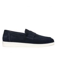Geox Skórzane mokasyny w kolorze granatowym rozmiar: 43. Niebieskie botki sznurowane Geox, bez wzorów, bez obcasa, bez zapięcia. Za 223.99 zł.