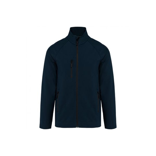 Ekologiczna 3-warstwowa kurtka Kariban Softshell. Niebieskie kurtki KARIBAN, m, bez wzorów, z poliesteru, bez kaptura. Za 166.00 zł.