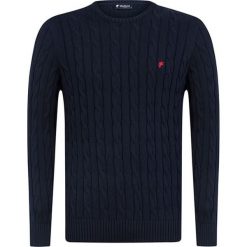 Sweter w kolorze granatowym. Niebieskie swetry nierozpinane Denim Culture, l, bez wzorów, z bawełny, bez kołnierzyka, bez ramiączek. W wyprzedaży za 159.95 zł.