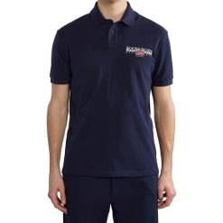 Koszulka polo męska Napapijri E-Aylmer. Niebieskie koszulki polo sportowe Napapijri, l, bez wzorów, bez kołnierzyka, bez ramiączek. Za 209.99 zł.