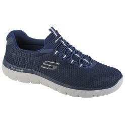 Buty sportowe Sneakersy męskie, Skechers Summits. Niebieskie buty sportowe casual Skechers, bez wzorów, z dzianiny, bez zapięcia. Za 299.99 zł.