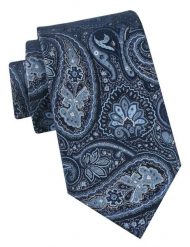 Klasyczny Krawat Męski - Chattier - Granat i Niebieski, Wzór Orientalny. Niebieskie krawaty i muchy Chattier, bez wzorów, z tkaniny. Za 49.00 zł.