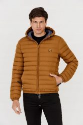 INVICTA Brązowa kurtka puchowa z kapturem. Brązowe kurtki Invicta, m, bez wzorów, z puchu, z kapturem. W wyprzedaży za 439.99 zł.