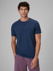 4F Koszulka treningowa szybkoschnąca męska - granatowa 3XL. Niebieskie t-shirty 4F, m, bez wzorów, z materiału, bez kołnierzyka, bez ramiączek. Za 99.99 zł.