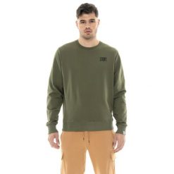 Bluza z bawełna z kaptur na trening na co dzień. Zielone bluzy LEONE 1947 APPAREL, bez wzorów, z bawełny, bez kaptura. W wyprzedaży za 120.78 zł.