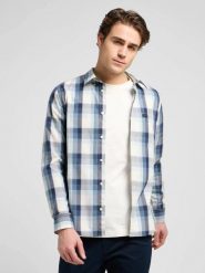 MESKA KOSZULA LEE BUTTON DOWN VINTAGE BLUE OMBRE 112370544. Niebieskie koszule Lee, s, bez wzorów, bez kołnierzyka, bez ramiączek. Za 139.99 zł.
