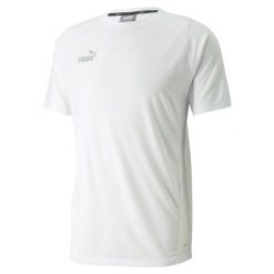 Puma Męski T-shirt Biały 2XL - Komfort i Styl. Białe t-shirty sportowe Puma, bez wzorów, z poliesteru, bez ramiączek. Za 59.90 zł.