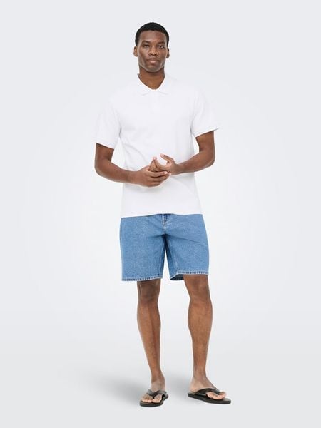ONLY & SONS Koszulka polo "Onsben" w kolorze białym rozmiar: S. Białe koszulki polo Only & Sons, s, bez wzorów, bez kołnierzyka, bez ramiączek. Za 81.95 zł.