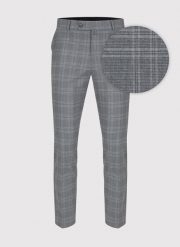 PAKO LORENTE – Szare spodnie garniturowe w kratkę. Szare eleganckie spodnie Pako Lorente, na komunię, m, z poliesteru, eleganckie. Za 399.99 zł.