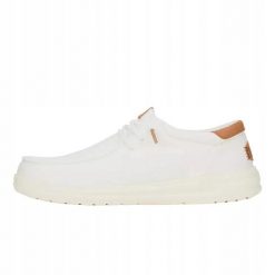HeyDude Męskie Mokasyny Paul Canvas. Białe mokasyny Hey dude, bez wzorów, z materiału, bez obcasa, bez zapięcia. Za 379.00 zł.