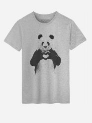 WOOOP Koszulka "Love Panda" w kolorze szarym rozmiar: L. Szare bezrękawniki Wooop, l, bez wzorów, bez kołnierzyka, bez ramiączek. Za 56.99 zł.