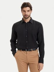 BOSS Koszula Relegant 50567579 Czarny Regular Fit. Czarne koszule Boss, l, bez wzorów, ze lnu, bez kołnierzyka, bez ramiączek. Za 499.99 zł.