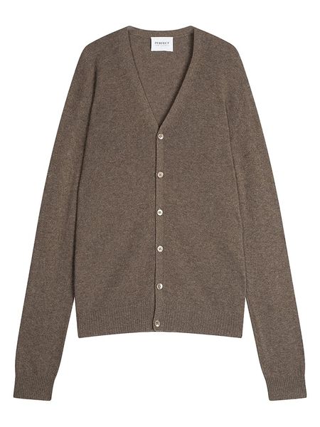 Perfect Cashmere Kaszmirowy kardigan "Errol" w kolorze szarobrązowym rozmiar: L. Brązowe swetry rozpinane Perfect Cashmere, l, bez wzorów, z kaszmiru, bez kołnierzyka, bez ramiączek. Za 391.99 zł.