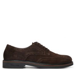 Półbuty Pollini. Brązowe eleganckie półbuty Pollini, bez wzorów, bez obcasa, bez zapięcia. Za 899.99 zł.