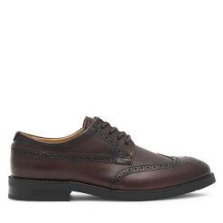 Półbuty Gino Rossi. Brązowe eleganckie półbuty Gino Rossi, bez wzorów, bez obcasa, bez zapięcia. Za 349.99 zł.